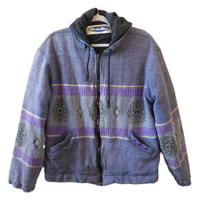 Vintage 90s Gotcha Jacket Mens Large Purple Gray Full Zip Hooded Surf 90s Aztec